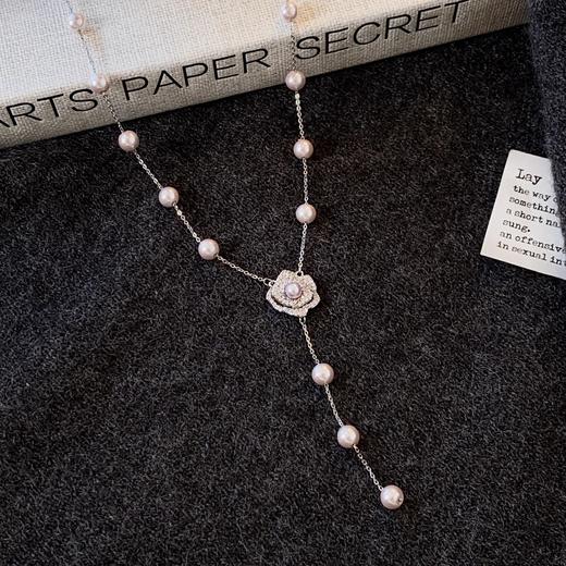 银小贝  山茶花Y字项链 商品图1