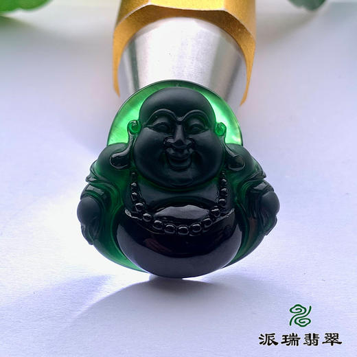 派瑞翡翠 翡翠佛 糯种 墨翠 商品图0