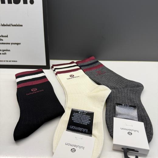lulu长袜潮袜时尚百搭🔥新款四季新款长筒纯棉袜子！3双装！男女同款四季款 商品图2