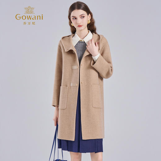 乔万尼新款羊毛大衣小个子毛呢外套连帽减龄ET4A831 商品图1