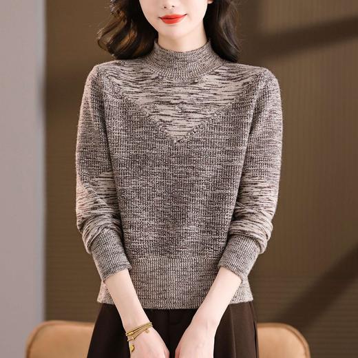CC2025秋冬花纱半高领毛衣女针织软糯显瘦内搭气质通勤长袖短款上衣 商品图0