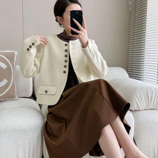 【单排扣小香风毛呢外套】双面羊毛呢外套 面料柔软细腻 商品图2