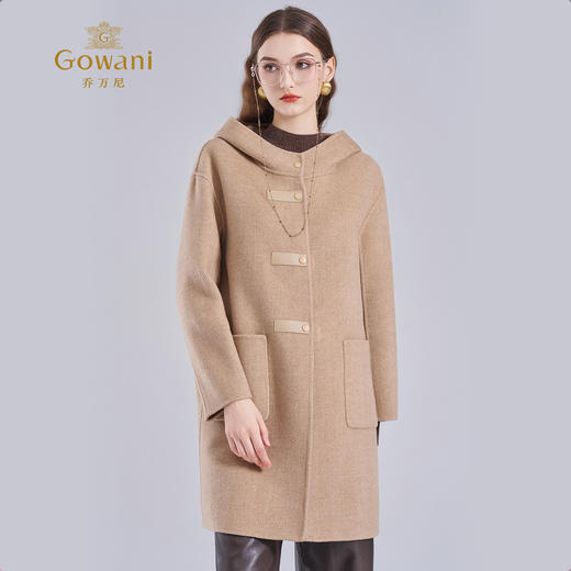 乔万尼新款羊毛大衣小个子毛呢外套连帽减龄ET4A831 商品图2
