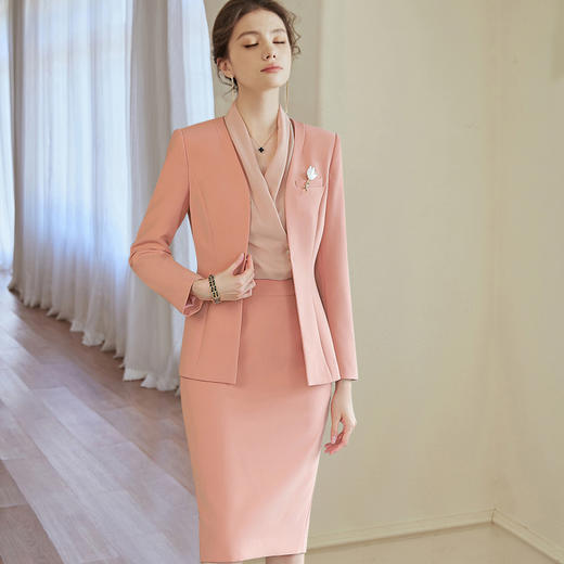 职业装女春季西装套装时尚职业正装销售工作服气质定制主持人西装 商品图0