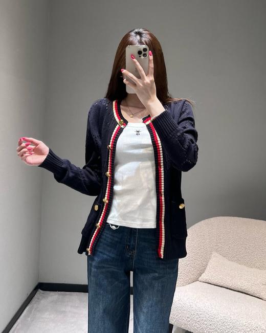 女款V领镂空针织开衫毛衣la012 商品图3