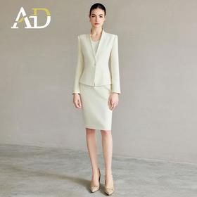 AD浅色职业西装套装女正装高级感无领西服外套时尚通勤职业工作服