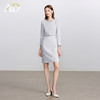 AD高级千金长袖连衣裙女2025新款秋冬灰色系带显瘦a字短裙毛呢裙 商品缩略图1