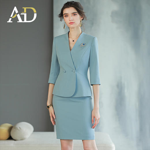AD西装工作服女职业气质套装高端美容院前台工装商务接待工装套裙 商品图3