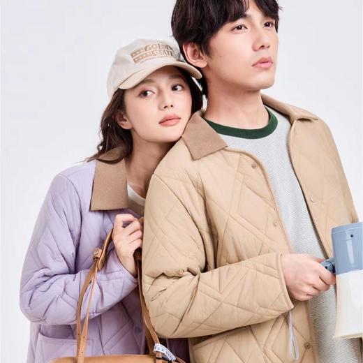 可拆翻领绗缝羊毛长袖外套保暖棉衣，秋冬棉服可拆卸毛领一衣两穿 商品图2