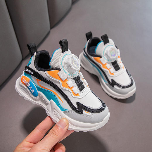 【活力时尚，肆意出行】女童鞋子 春秋新款旋钮男童运动鞋 薄网透气 中大童小白鞋 小童鞋。hb 商品图6