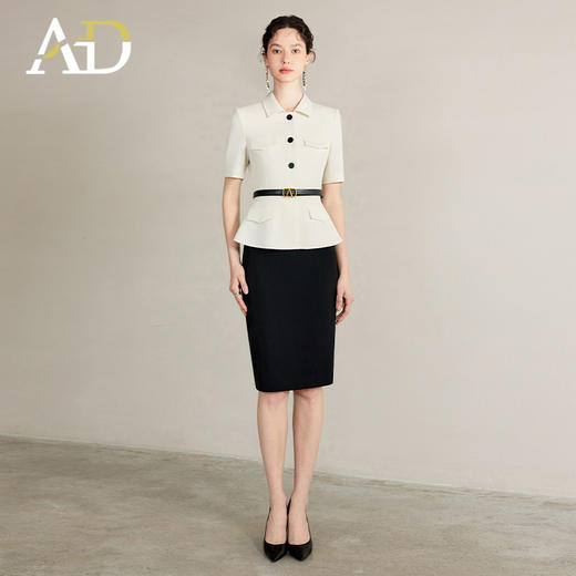 AD空姐制服职业套装高端西装女2025新款时尚两件套夏季短袖正装 商品图0