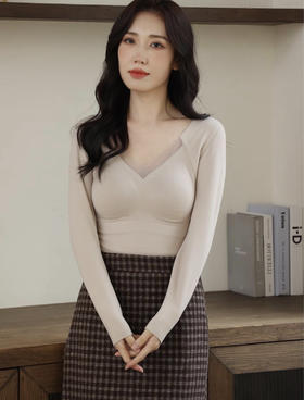 【蕾丝石墨烯带胸垫保暖衣】双面磨毛触肤即暖 免穿Bra贴合身型 收副乳 塑形美体