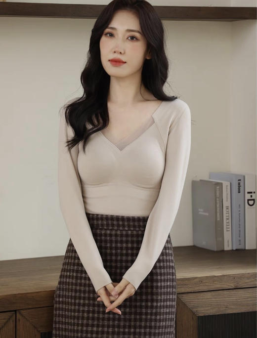 【蕾丝石墨烯带胸垫保暖衣】双面磨毛触肤即暖 免穿Bra贴合身型 收副乳 塑形美体 商品图0