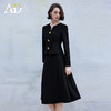 AD高级感小V领西装套装裙女2024新款短外套收腰西服裙子两件套秋 商品缩略图1