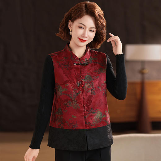 中老年女妈妈装秋冬新款时尚马甲女洋气减龄显瘦开衫马夹衣服 商品图3