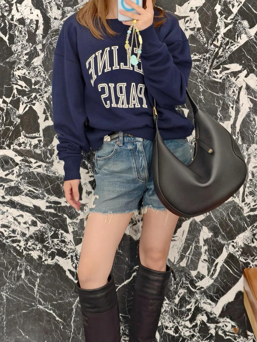 赛琳 25秋冬新款 字母植绒蓝色卫衣（TM） 商品图5