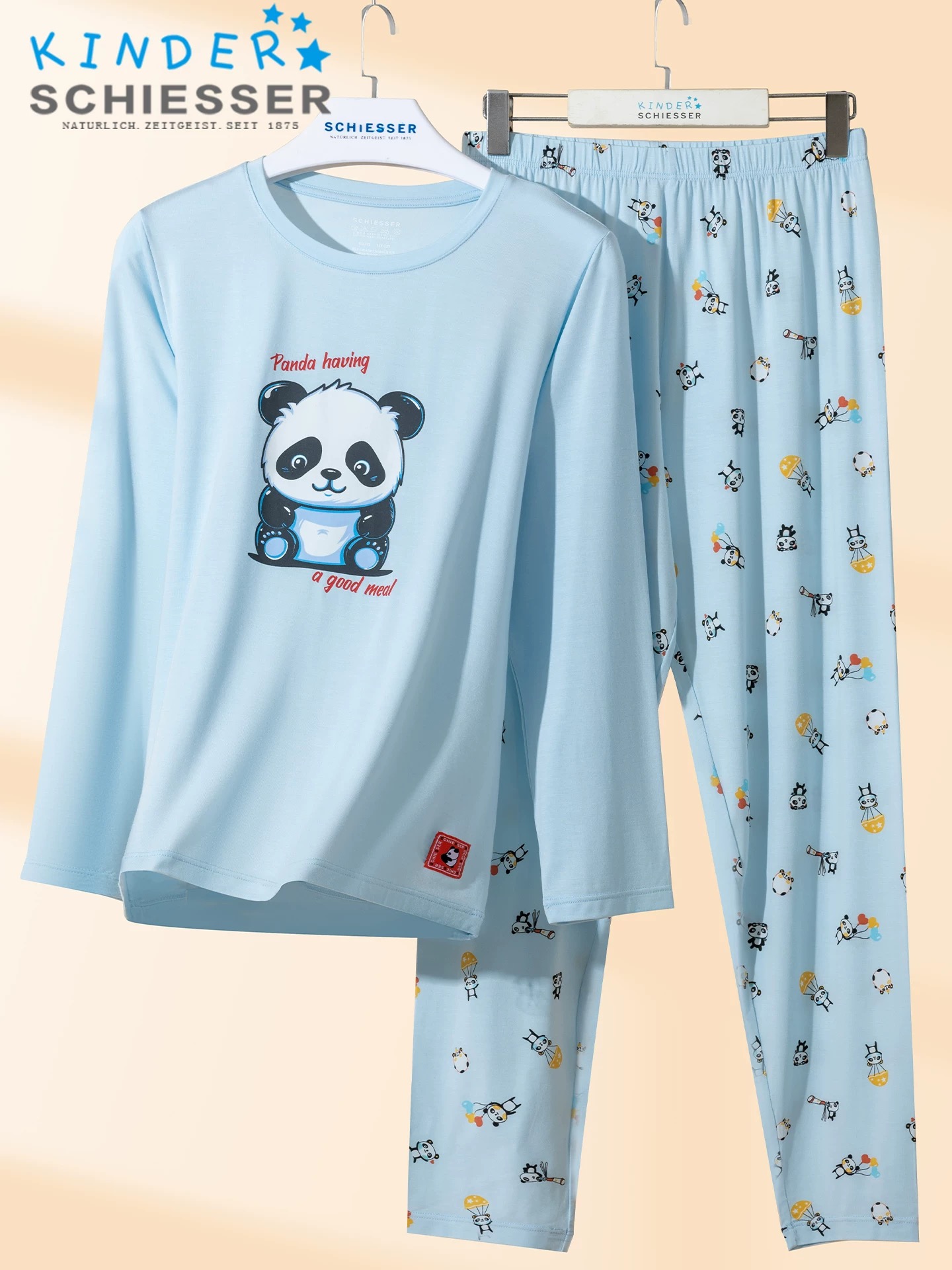 【熊猫乐园莫代尔】舒雅童装男童长袖长裤家居套装熊猫乐园系列95%莫代尔5%氨纶180g  3B/25238H