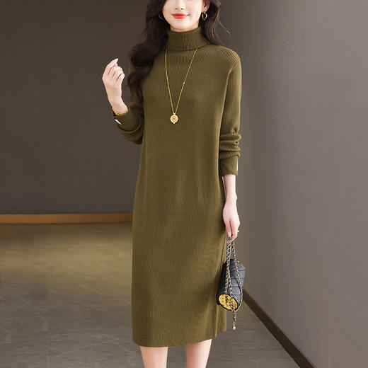 CC高领针织连衣裙轻奢高级感冬天配大衣的毛衣裙长款气质显瘦打底裙 商品图2