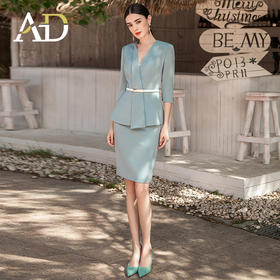 AD正式场合职业装浅色西装套装女春夏名媛正装套裙高端美容院工装