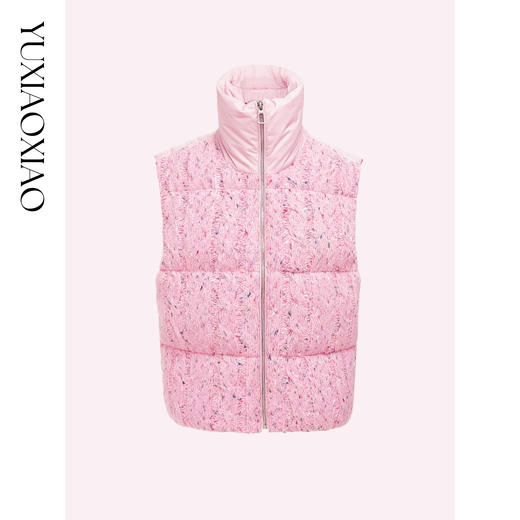 余潇潇【冬日调色盘】时尚90白鸭绒定染花纱纱线织片羽绒马甲外套 商品图3