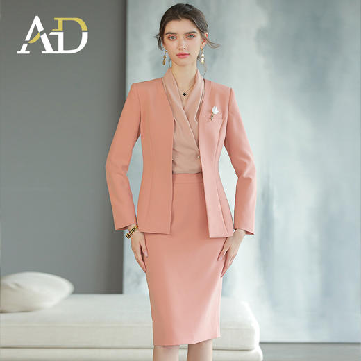 AD气质珊瑚粉色职业装套装女主持人面试正装高端酒店经理工作服秋 商品图2
