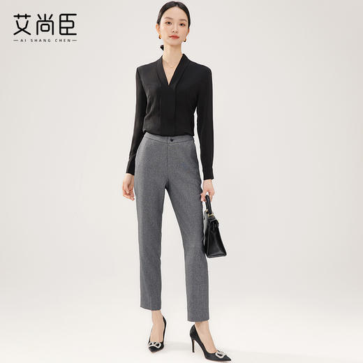 职业衬衫女V领气质时尚工装衬衣高级感百搭教资面试职业正装上衣 商品图4