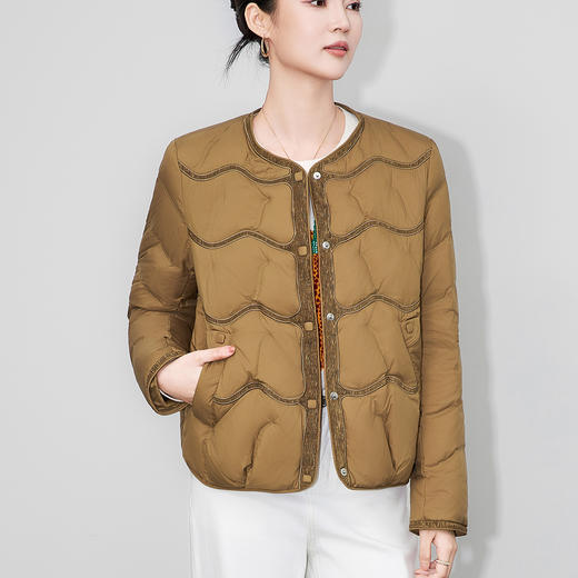 「高货wl」全新升级【铂金会员514/天猫689/差价175】(02738)洛诗琳90白鸭绒羽绒服2025冬季重工刺绣拼接保暖短外套 商品图0