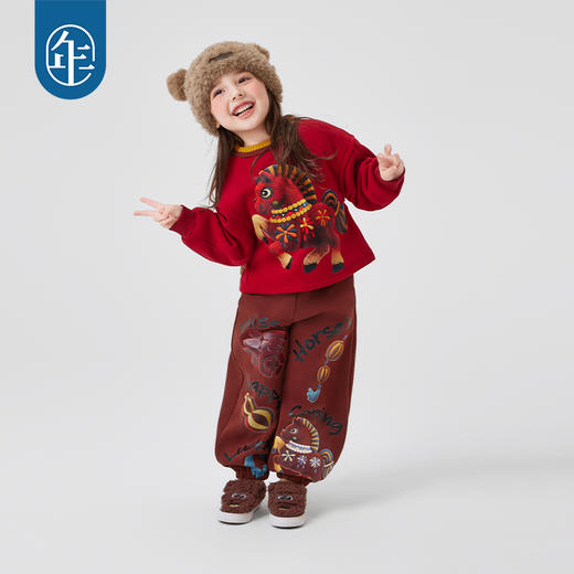 年衣童装儿童裤子冬新款男女童加绒长裤国风运动裤休闲马上有福长裤 商品图1