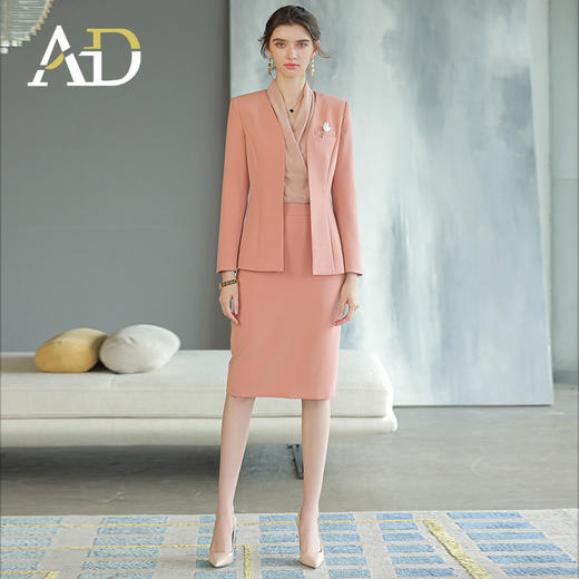 AD气质珊瑚粉色职业装套装女主持人面试正装高端酒店经理工作服秋 商品图0