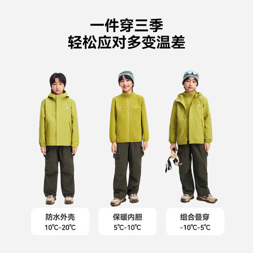 伯希和户外三合一冲锋衣儿童秋冬新款加厚摇粒绒内胆防水登山外套 商品图4