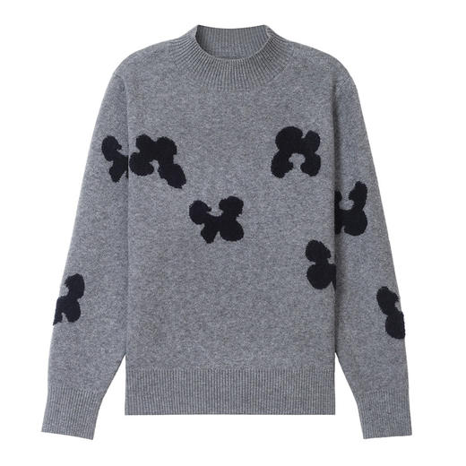 CC优雅时尚半高领针织衫女秋冬新款提花宽松显瘦毛衣保暖百搭打底衫 商品图4