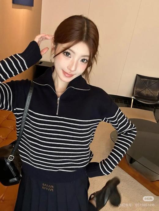 miumiu徽标标刺绣半拉链羊毛针织毛衣 商品图2