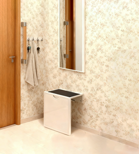 日本原装进口KAWAJUN玄关换鞋凳试衣镜组合3mm