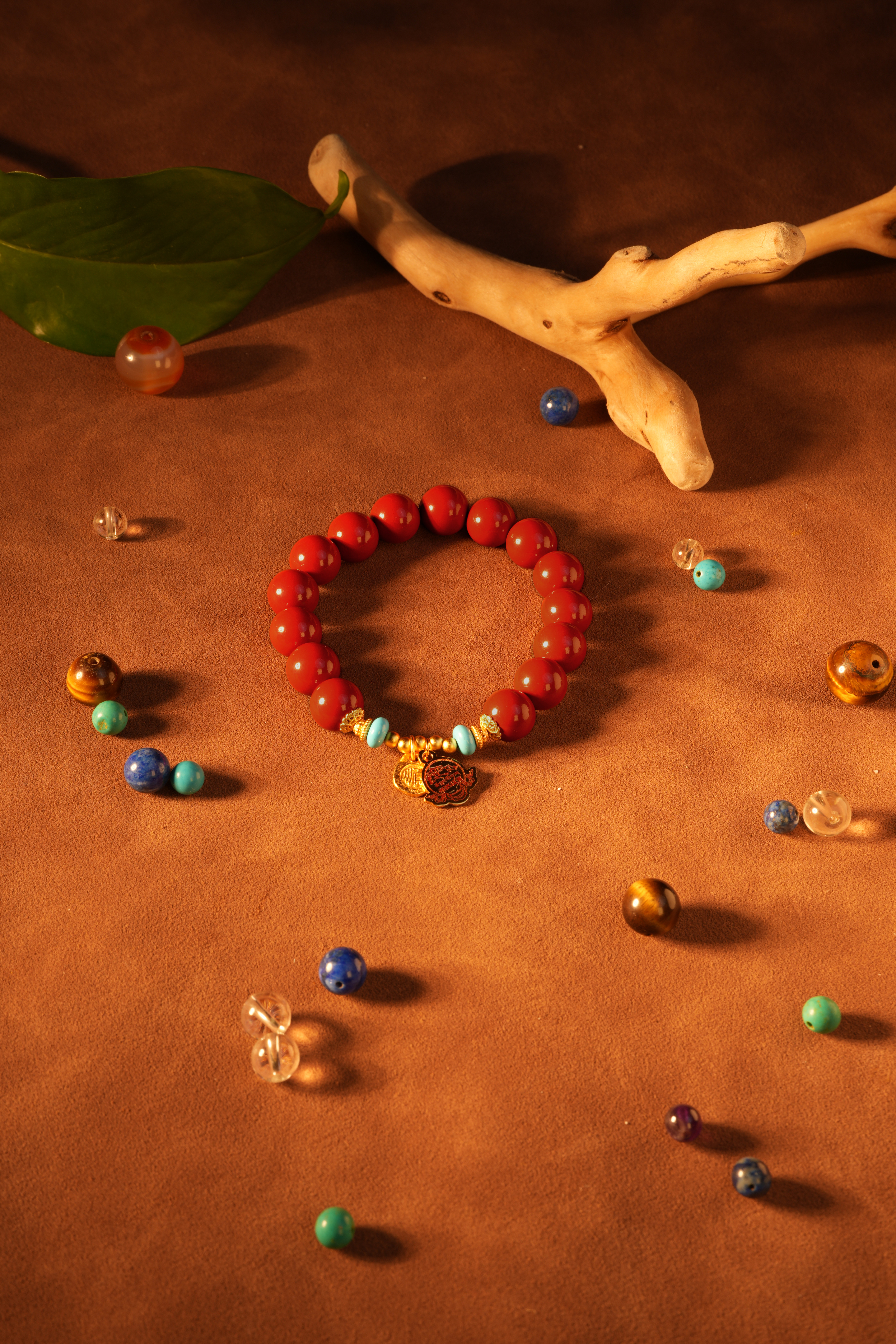 朱砂红砂挂坠手串