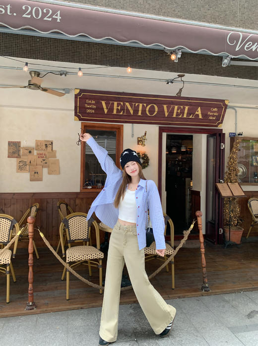 <曾小咸推荐>现货秒杀！微信超特价！蓝色竖条纹衬衫（可收腰 ） 日常189.99 立减80 秒杀109.99！ 商品图13