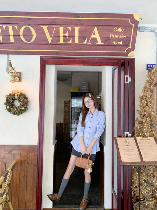 <曾小咸推荐>现货秒杀！微信超特价！蓝色竖条纹衬衫（可收腰 ） 日常189.99 立减80 秒杀109.99！ 商品图12