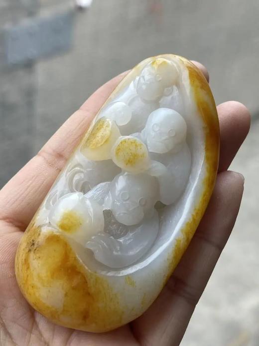 金沁籽料白玉巧雕猴戏纹把玩件，顺丰包邮 商品图8