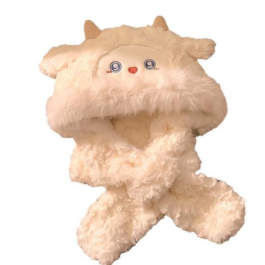 【超甜美冬季毛绒护耳保暖帽】秋冬帽子女甜美可爱蝴蝶结针织毛线帽，修饰脸型 轻松显瘦，时尚毛绒护耳显脸小套头帽女QQ 商品图5