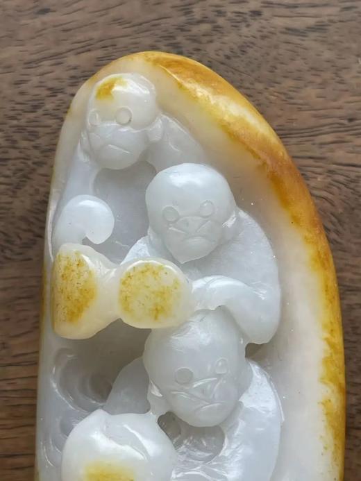 金沁籽料白玉巧雕猴戏纹把玩件，顺丰包邮 商品图3