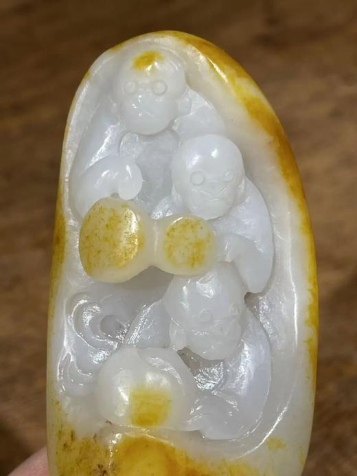 金沁籽料白玉巧雕猴戏纹把玩件，顺丰包邮 商品图13