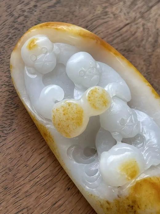 金沁籽料白玉巧雕猴戏纹把玩件，顺丰包邮 商品图2