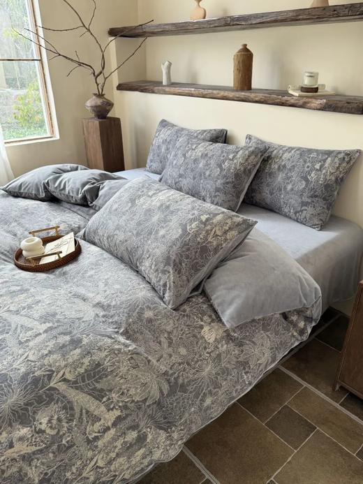 法式雨露麻五件套（加绒版）  | A  面法式提花，高级优雅，春秋睡。  B  面加绒，冬天睡更暖和。 商品图5