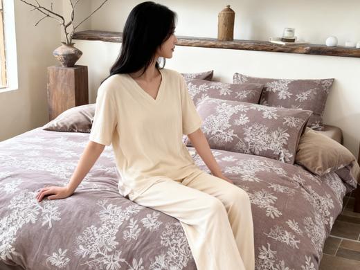 法式雨露麻五件套（加绒版）  | A  面法式提花，高级优雅，春秋睡。  B  面加绒，冬天睡更暖和。 商品图2