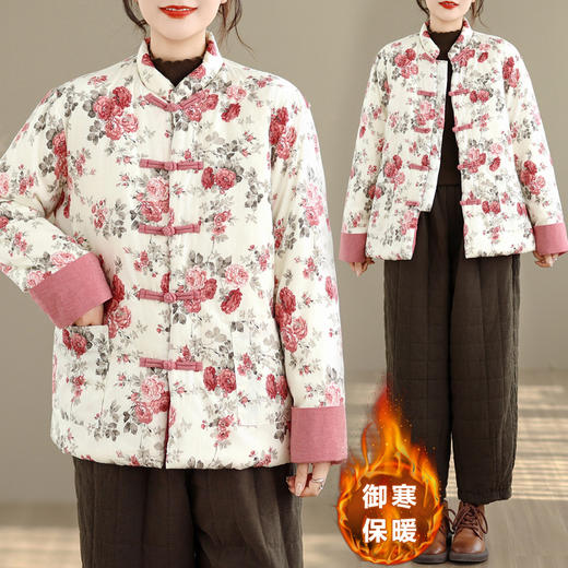 GYH 6254花棉袄加厚保暖宽松大码棉衣棉服新中式棉花袄 商品图0