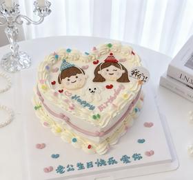 多款式~复古情侣纪念日心形手绘蛋糕-低糖处理无添加