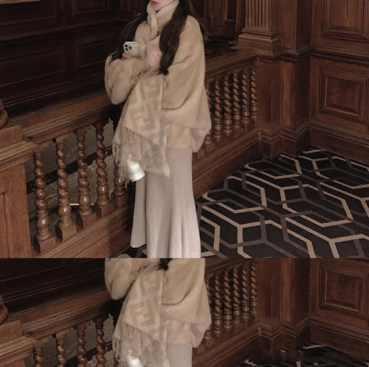 金蘑菇菇 /v领羊绒一体毛衣+过膝鱼尾裙 商品图6