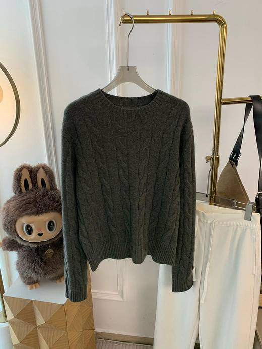 1030-4 一手渠道货 LP复古绞花 百分百羊绒 圆领针织衫 商品图10