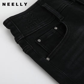NEELLY纳俪商场同款冬新款简约显瘦小脚牛仔裤女毛边休闲紧身长裤N25114H04564