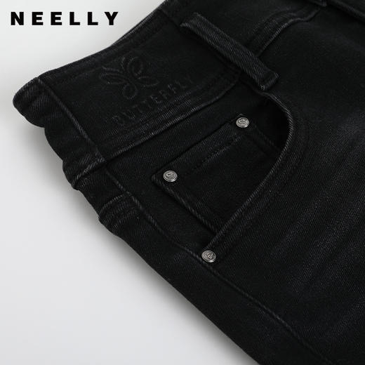 NEELLY纳俪商场同款冬新款简约显瘦小脚牛仔裤女毛边休闲紧身长裤N25114H04564 商品图0