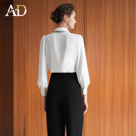 AD新款女装2025秋季设计感小众洋气飘带长袖雪纺衬衫上衣翻领百搭 商品图4